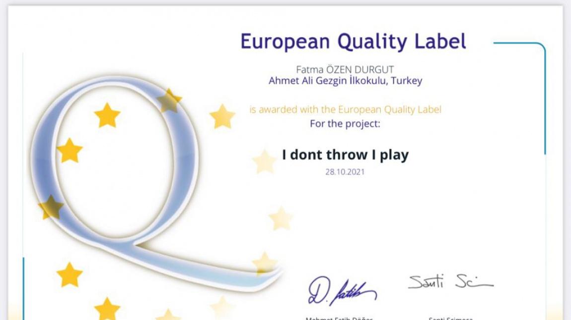 Okulumuz E-Twinning Alanında Avrupa Kalite Etiketi İle Ödüllendirildi